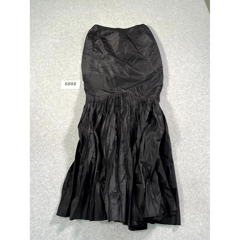 Pamela Dennis Evening Strapless Dress Womens 4‎ Black Taffeta Pleated Formal